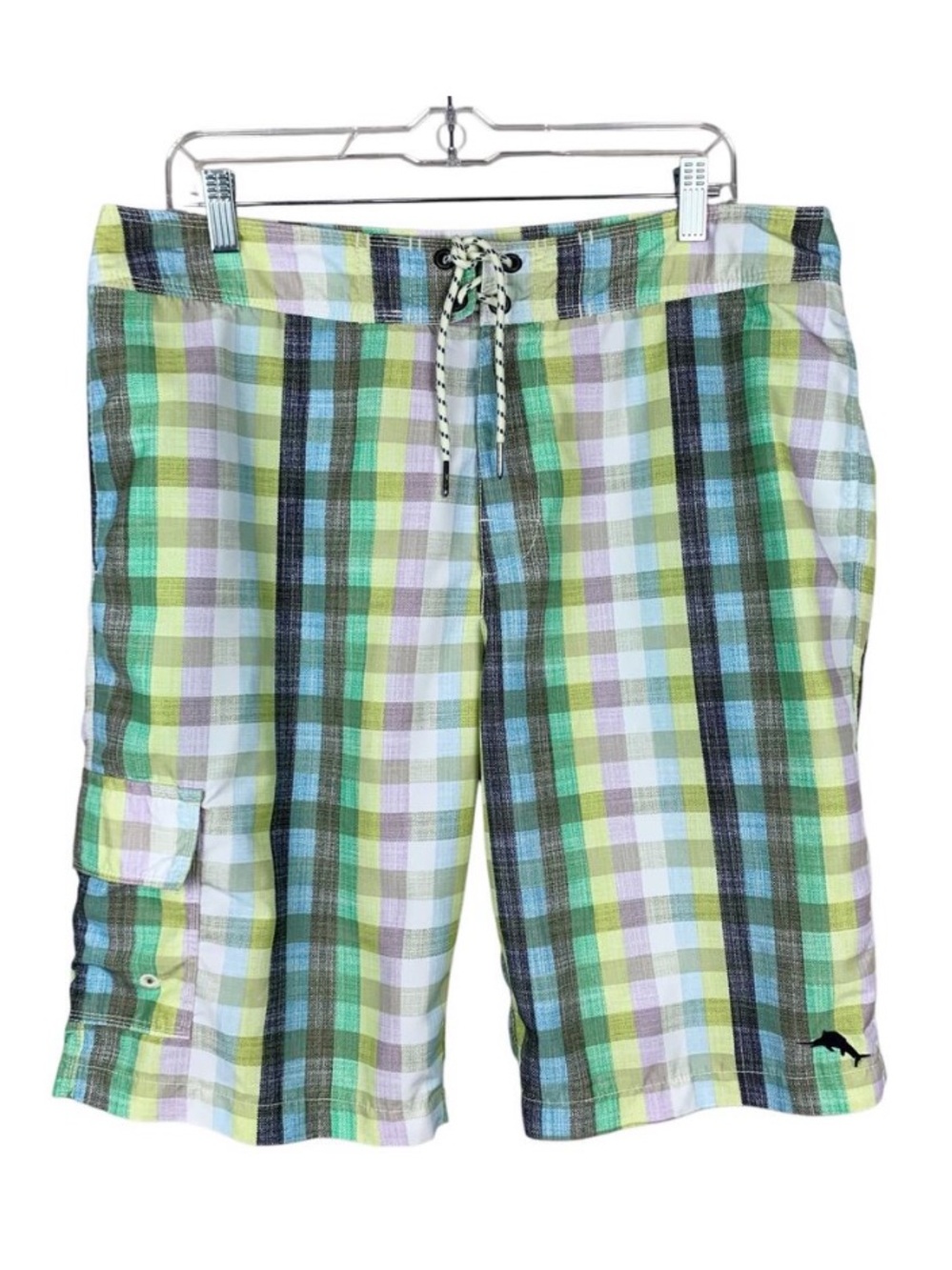 Tommy Bahama Relax Board Shorts Swim Beach Green Check Men's 36